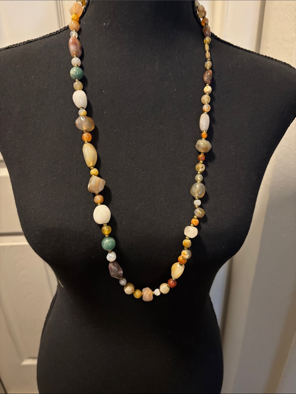 Multicolor Gemstones Stone Beaded Long Necklace - Women Jewelry-